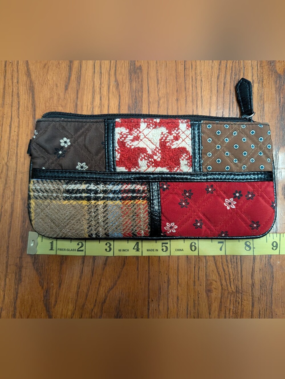 Vera Bradley Patchwork Quilted Wristlet Clutch – Mixed Print Zip Pouch